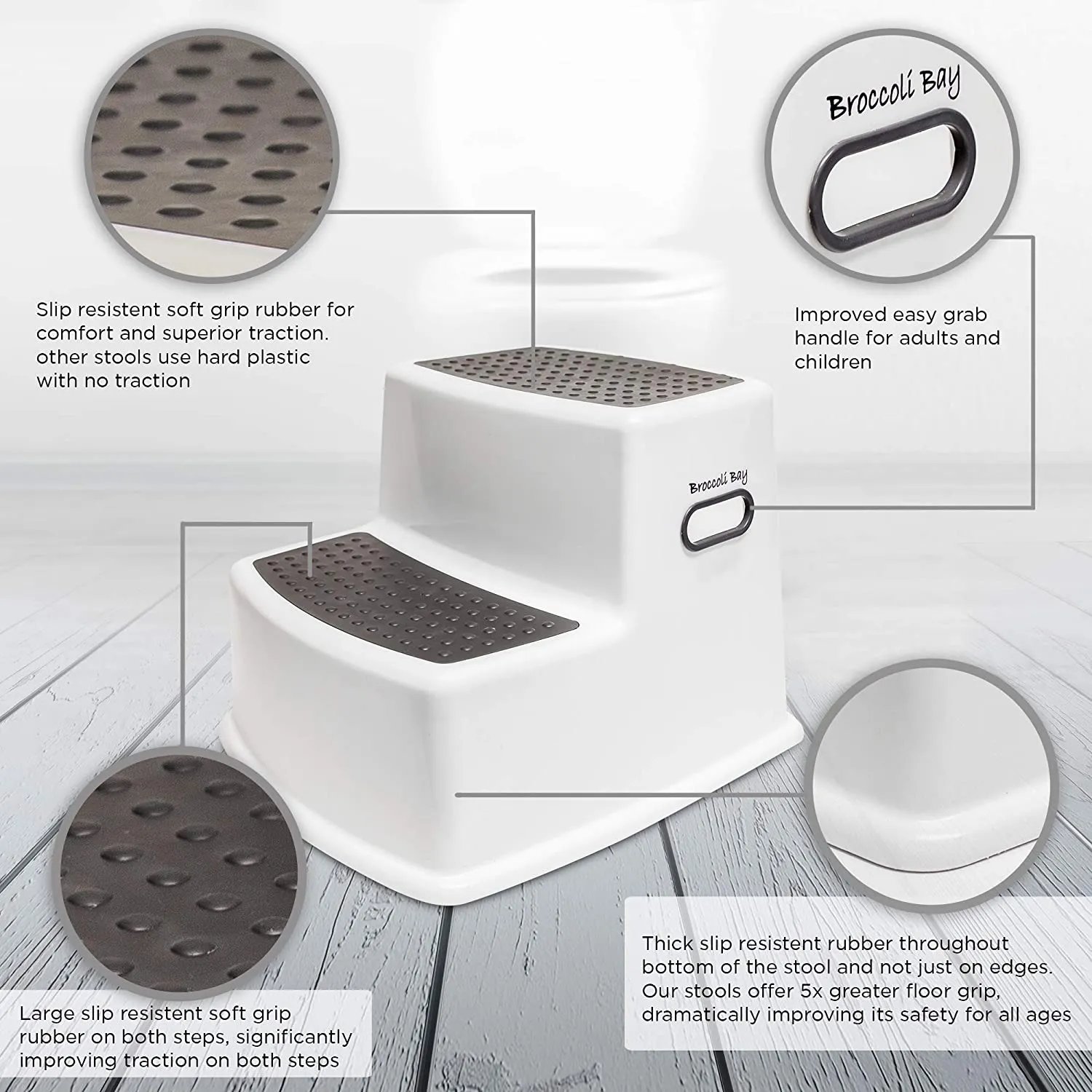 Toddler Two Step Stool , Slip Resistant Soft Grip for Safety, for Kitchen, Bathroom and Toilet Potty Easy Training | Dual Height and Wide Step with Carrying Handles!
