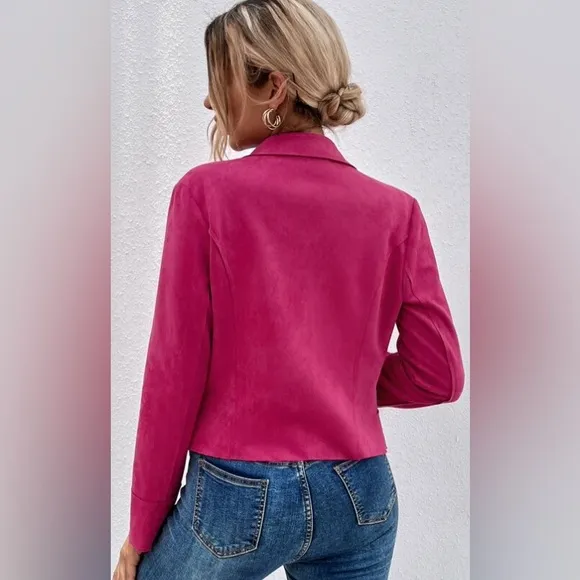 Vegan suede motorcycle jacket moto boho tan