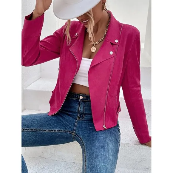Vegan suede motorcycle jacket moto boho tan