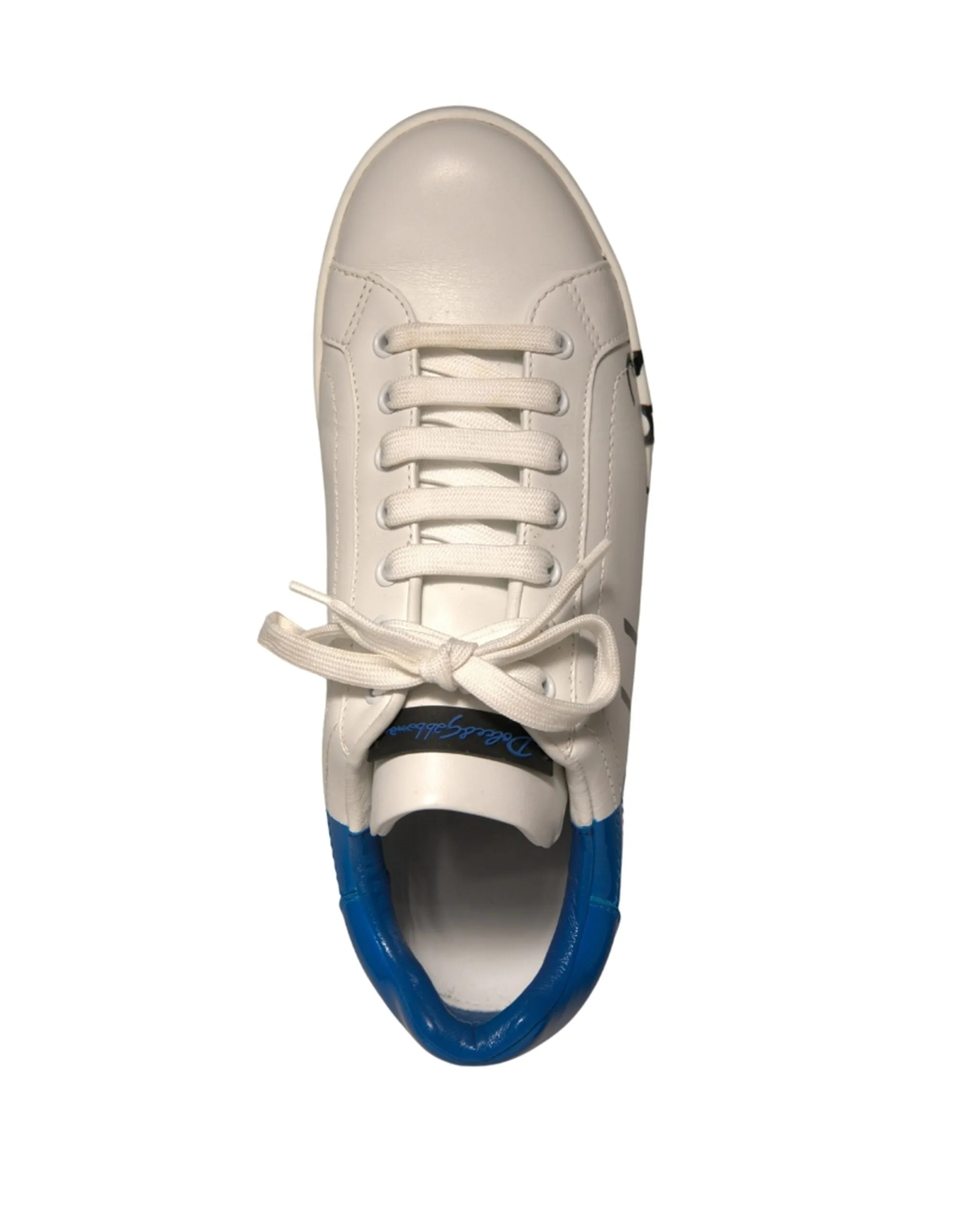 White Blue Logo Portofino Sneakers Shoes