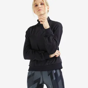 Women's Cropped Long-Sleeved Fitness Cardio Sweatshirt - Black