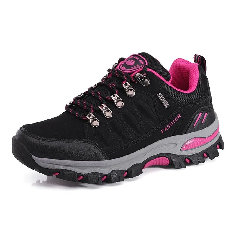 Women's hiking shoes leather mountain sports trekking camping climbing shoes