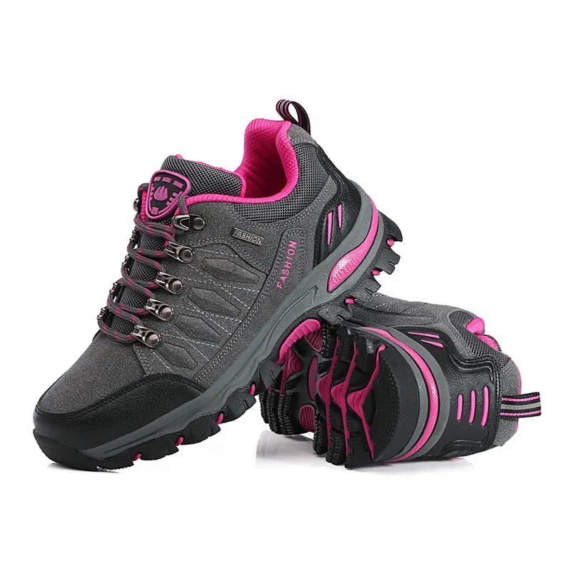 Women's hiking shoes leather mountain sports trekking camping climbing shoes