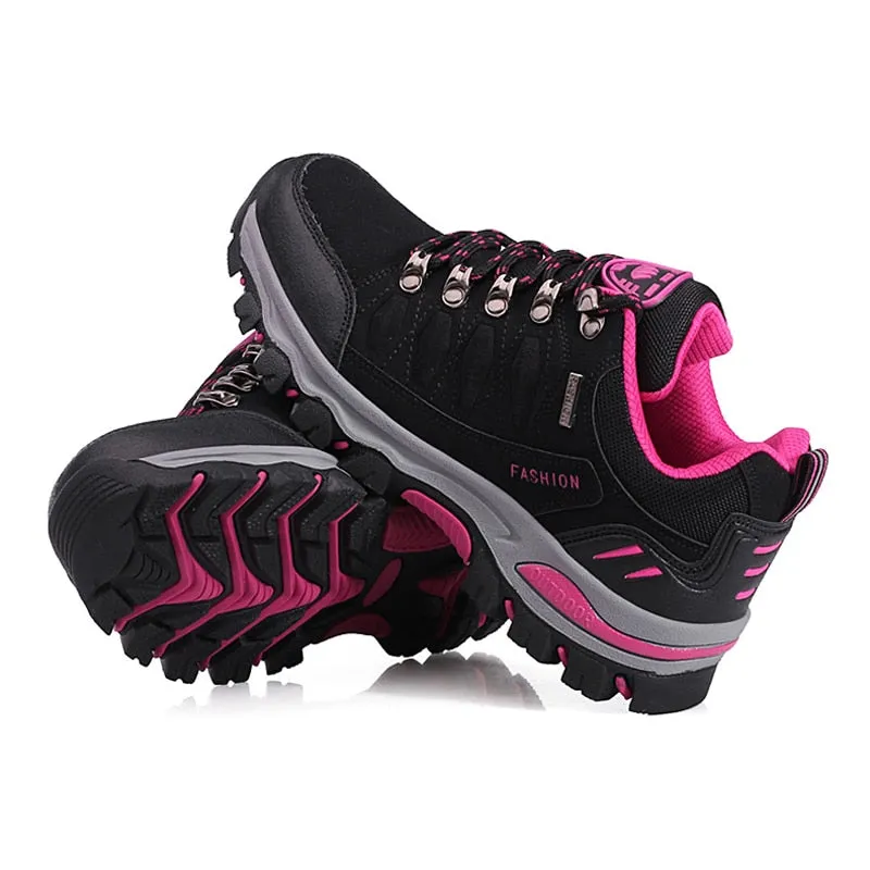 Women's hiking shoes leather mountain sports trekking camping climbing shoes