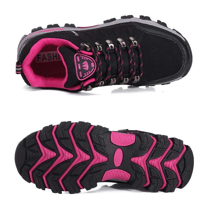 Women's hiking shoes leather mountain sports trekking camping climbing shoes