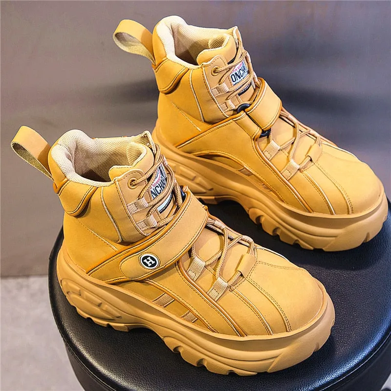 Women's Platform Sneakers Fashion Brand Women Chunky Sneakers Comfort  Casual Woman Dad Shoes Ladies Footwear Yellow