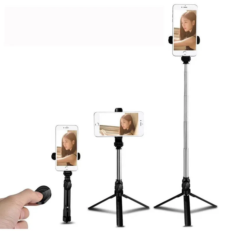 XT09 Tripod Stand Extendable 360?? Rotation Self-timer Bluetooth Selfie Stick Monopod Foldable Live XT10 Mobile Phone Bracket XT09 red