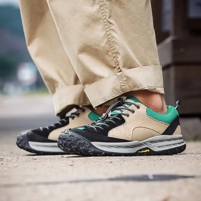 Y2K Patchwork Brown Green Sneakers for Hiking and Camping Adventures