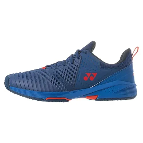 YONEX Men`s Sonicage 3 Clay Tennis Shoes Navy and Red
