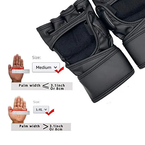 ZTTY MMA Gloves Martial Arts Training Sparring Punching Bag Gloves for The Kickboxing with Microfiber Leather (Black-P, L-XL)