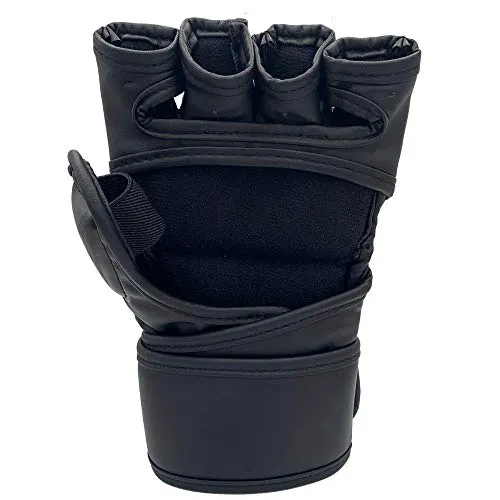 ZTTY MMA Gloves Martial Arts Training Sparring Punching Bag Gloves for The Kickboxing with Microfiber Leather (Black-P, L-XL)