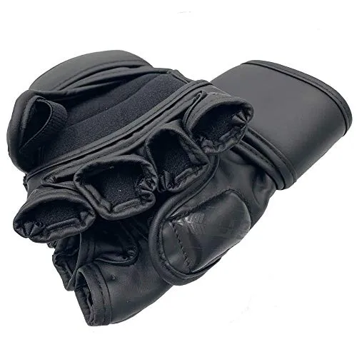 ZTTY MMA Gloves Martial Arts Training Sparring Punching Bag Gloves for The Kickboxing with Microfiber Leather (Black-P, L-XL)